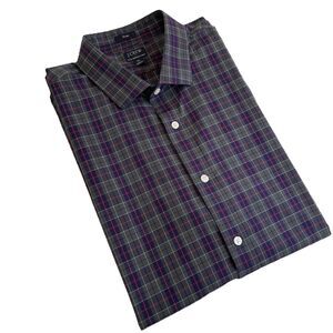 J Crew Men’s Tattersall Slim Flex Wrinkle Free Long Sleeve Button Front Shirt XL